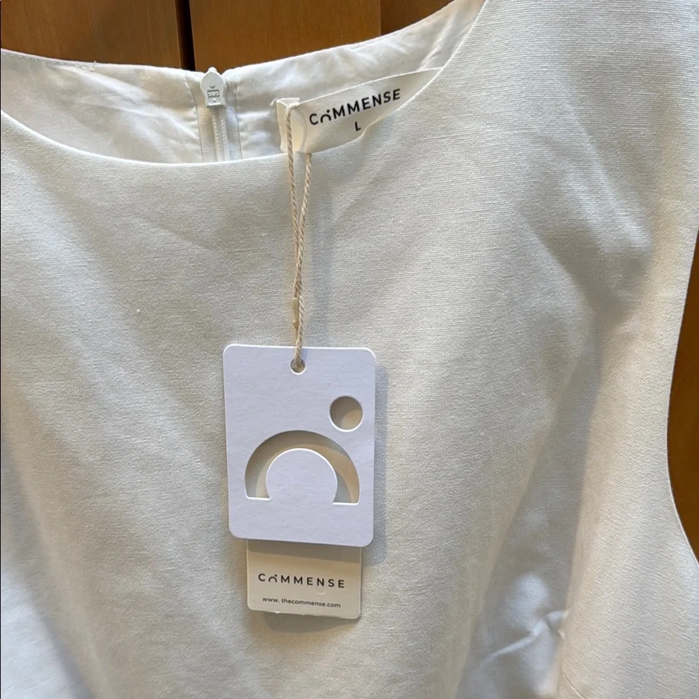 Commense White Sheath Maxi Dress Sleeveless Crew Neck - Picture 5 of 5